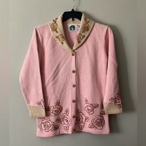 NEW Vintage Women’s Size S Storybook Knits Sweater Cardigan Grandma Roses Floral